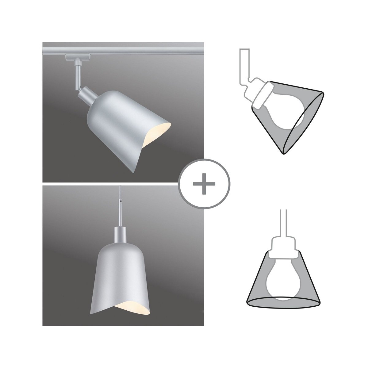 Paulmann 95602 Schienensystem Urail Schirm Alvaro DecoSystems 144mm Chrom matt