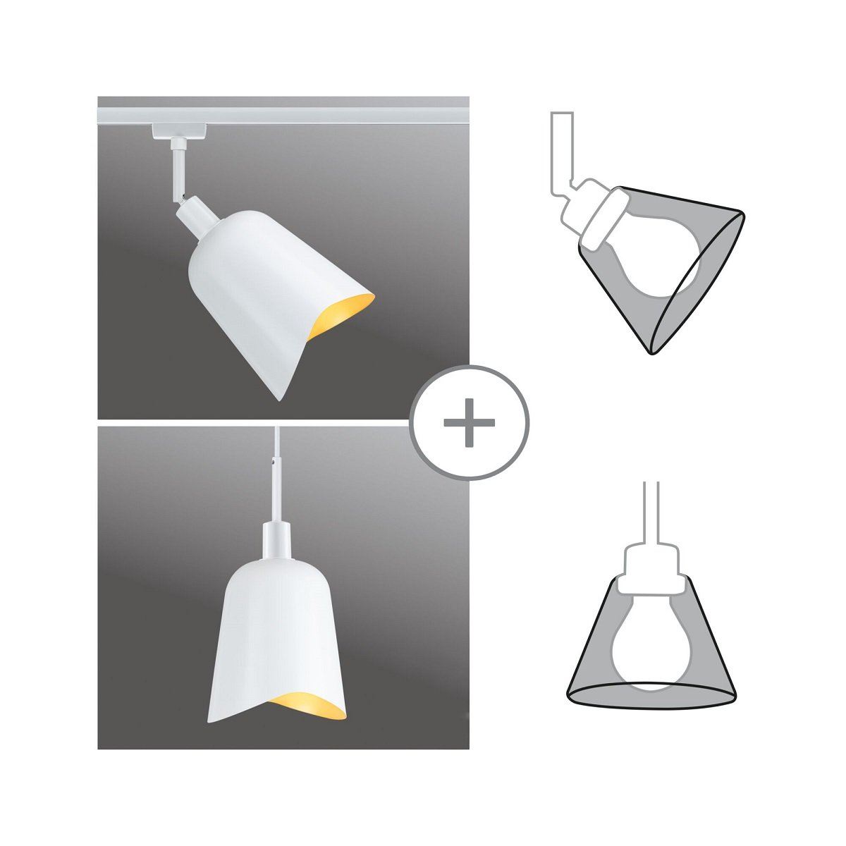 Paulmann 95603 Schienensystem Urail Schirm Alvaro DecoSystems 144mm Weiss Gold