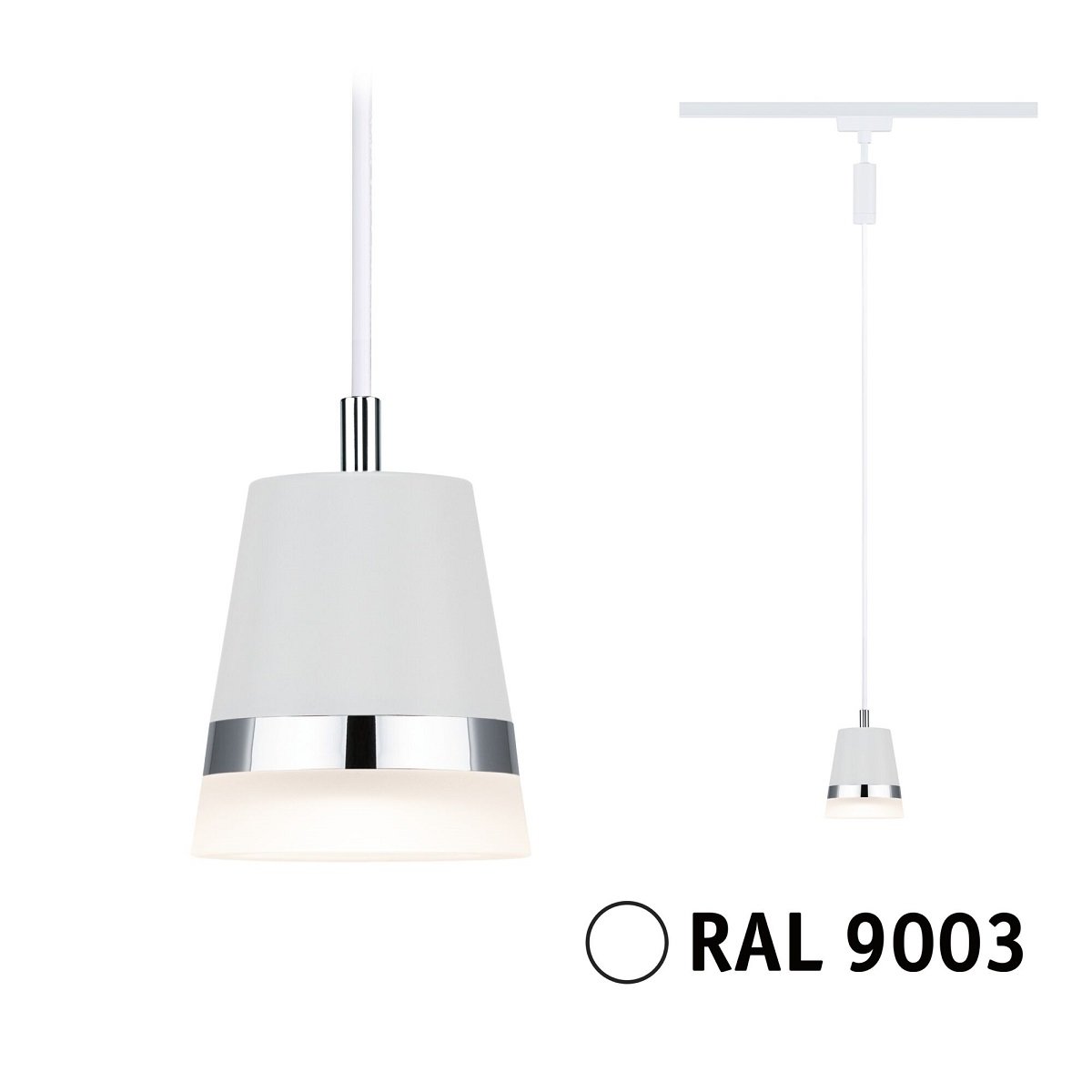 Paulmann 95629 URail Pendel Cone max.10W GU10 230V Signalwei� RAL 9003