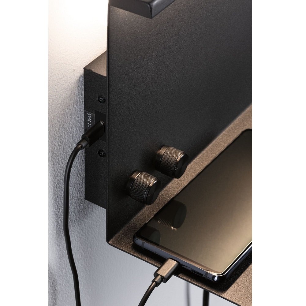 Paulmann 96773 LED Wandleuchte Jarina USB C Schwarz matt dimmbar 