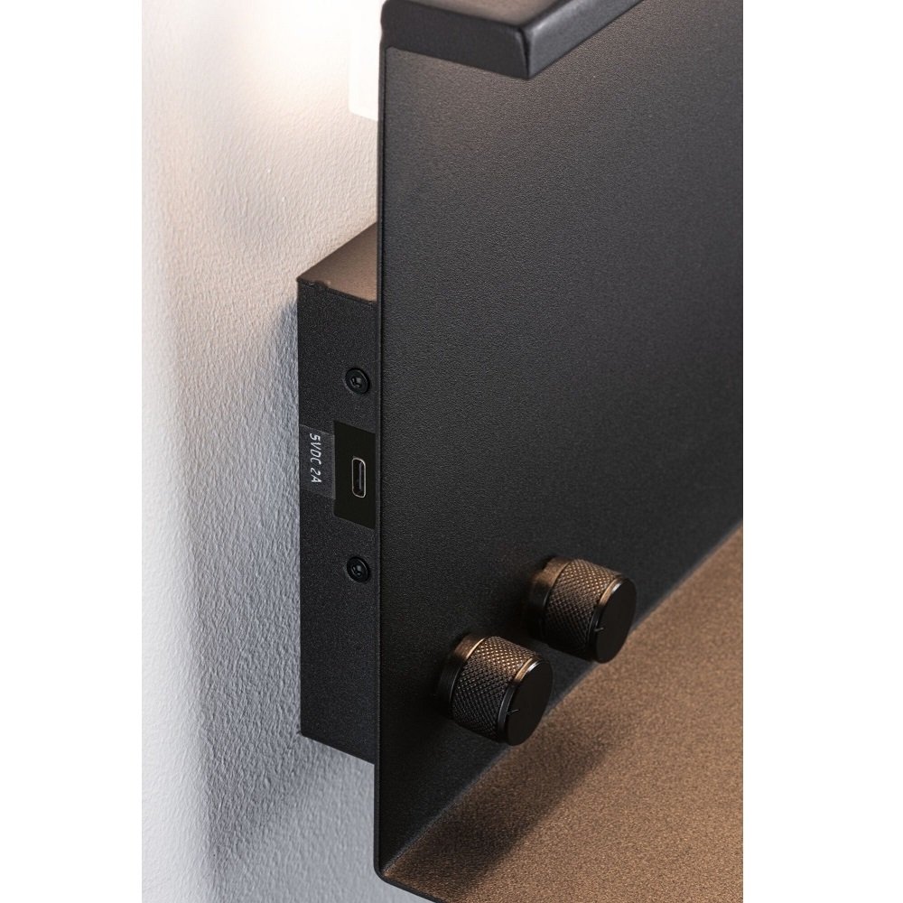 Paulmann 96773 LED Wandleuchte Jarina USB C Schwarz matt dimmbar 