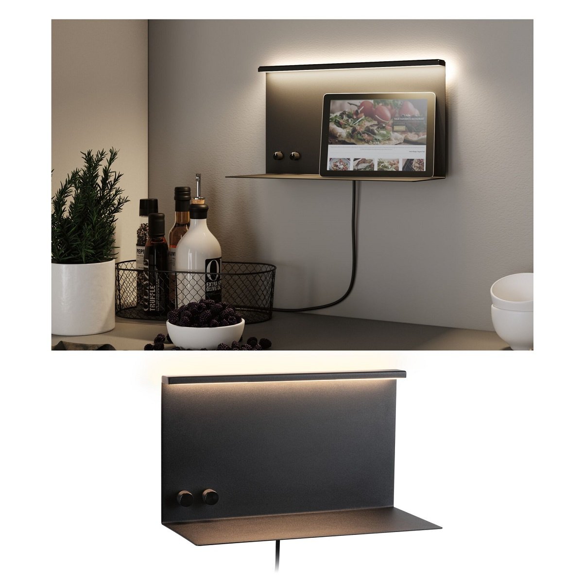 Paulmann 96773 LED Wandleuchte Jarina USB C Schwarz matt dimmbar  