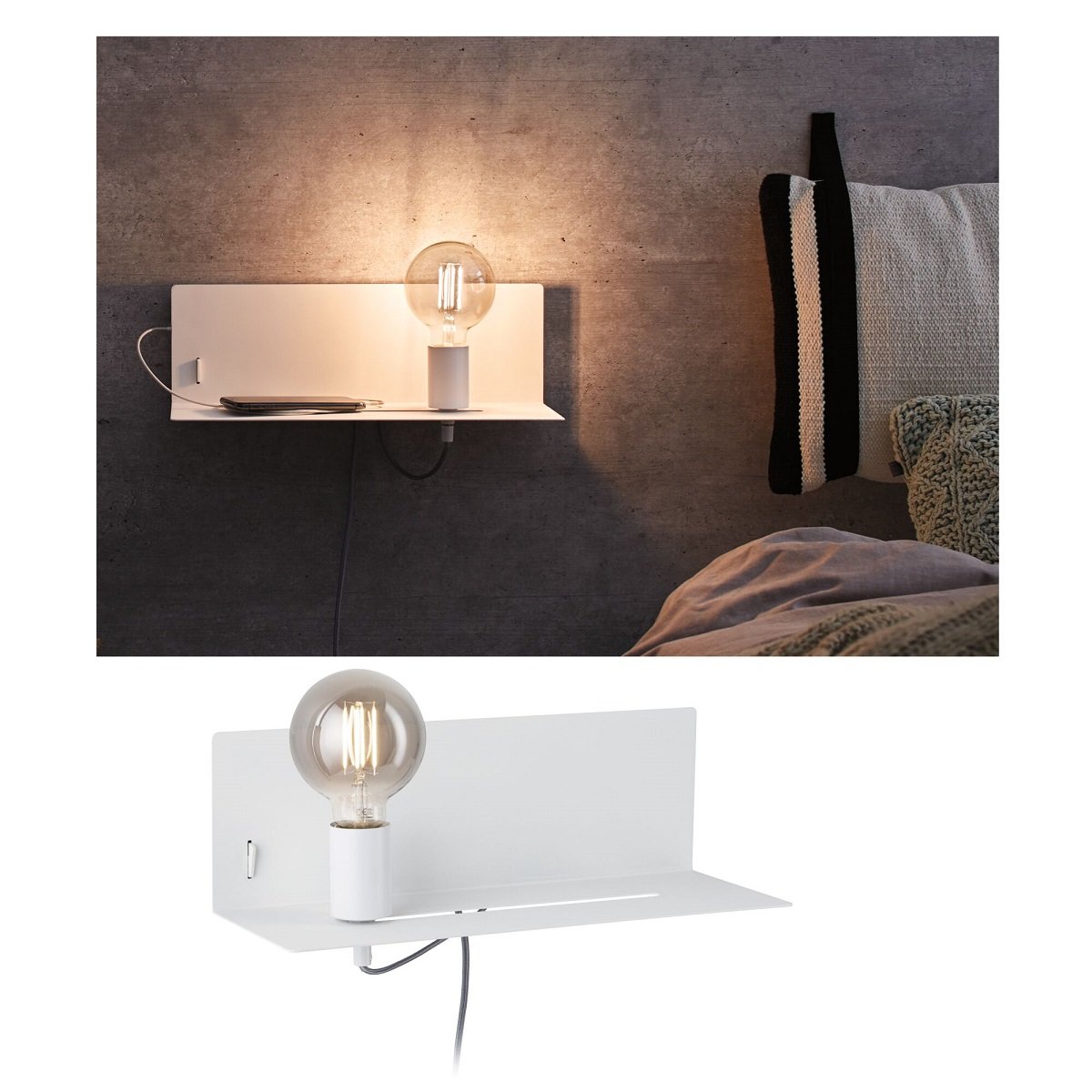 Paulmann 96774 LED Wandleuchte Devara USB C E27 Wei� matt