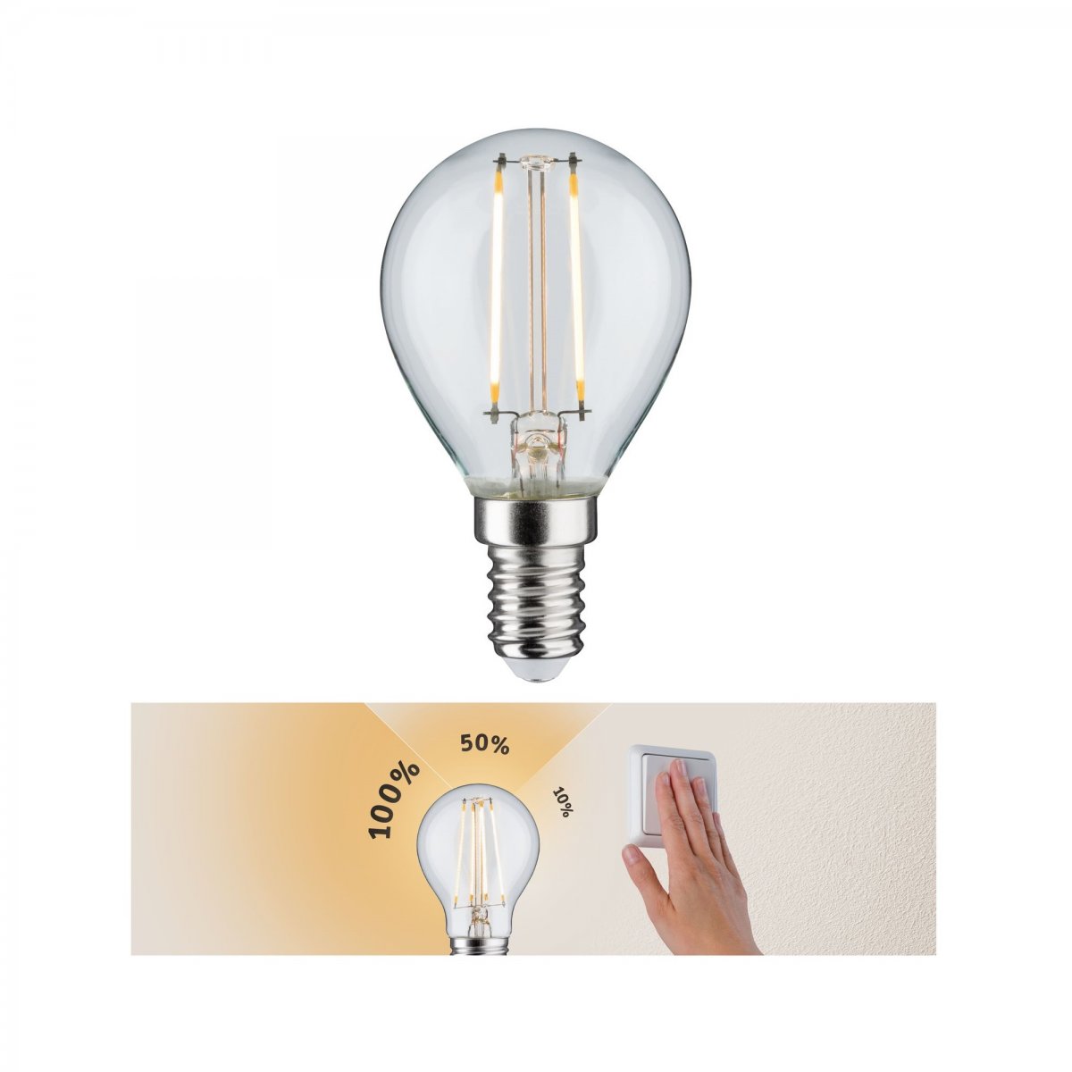 Paulmann No. 28573 LED Tropfen 2,7 Watt E14 Klar 230 V Warmwei� 3-Stufen dimmbar