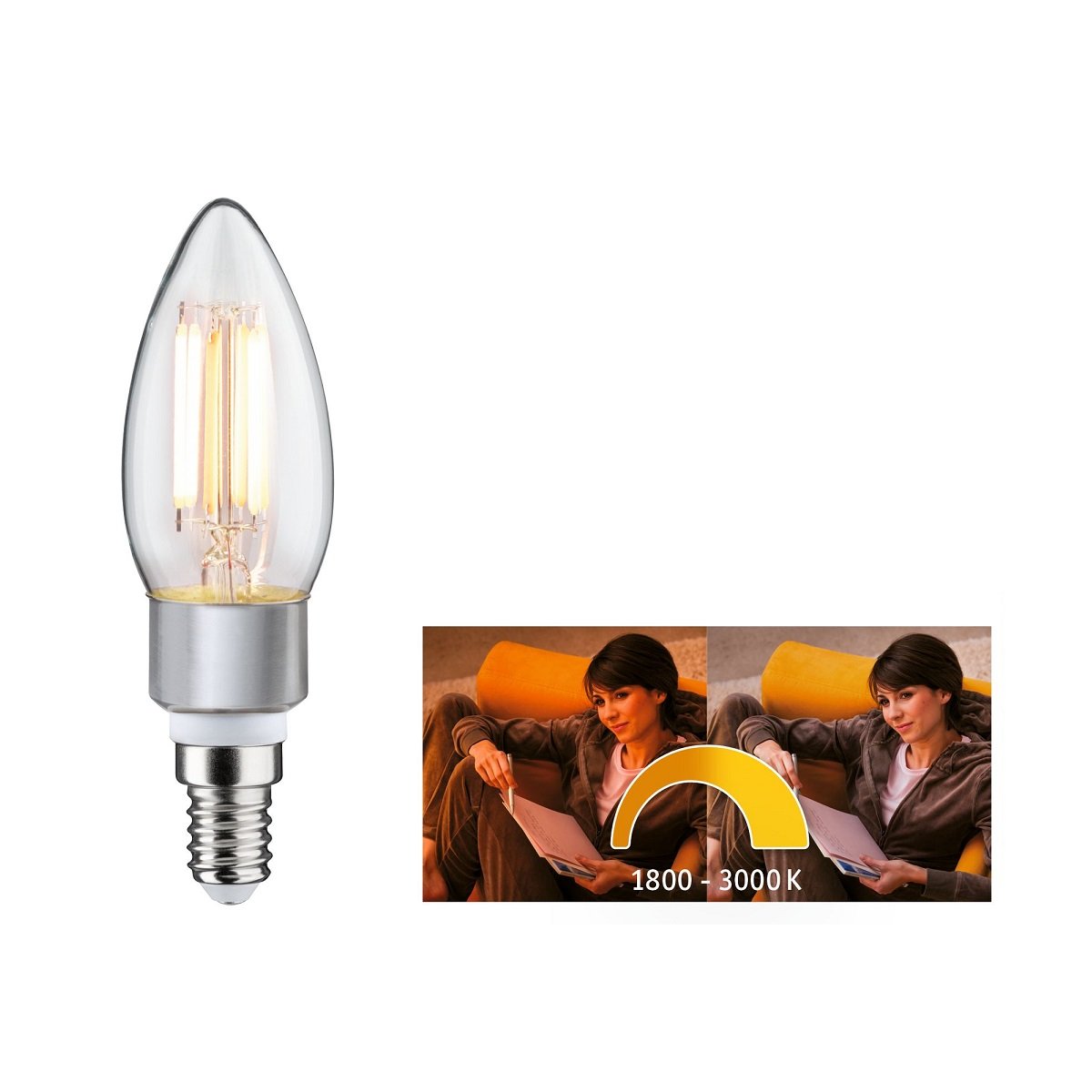 Paulmann No. 28777 LED Kerze 5W E14 dim to warm 1800 bis 3000K