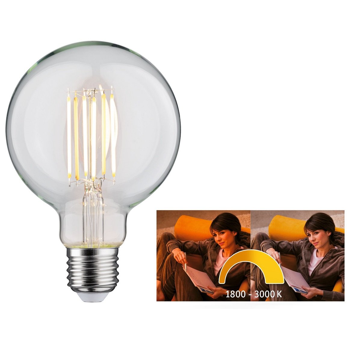 Paulmann No. 28779 LED Globe G95 7W E27 dim to warm 1800 bis 3000K