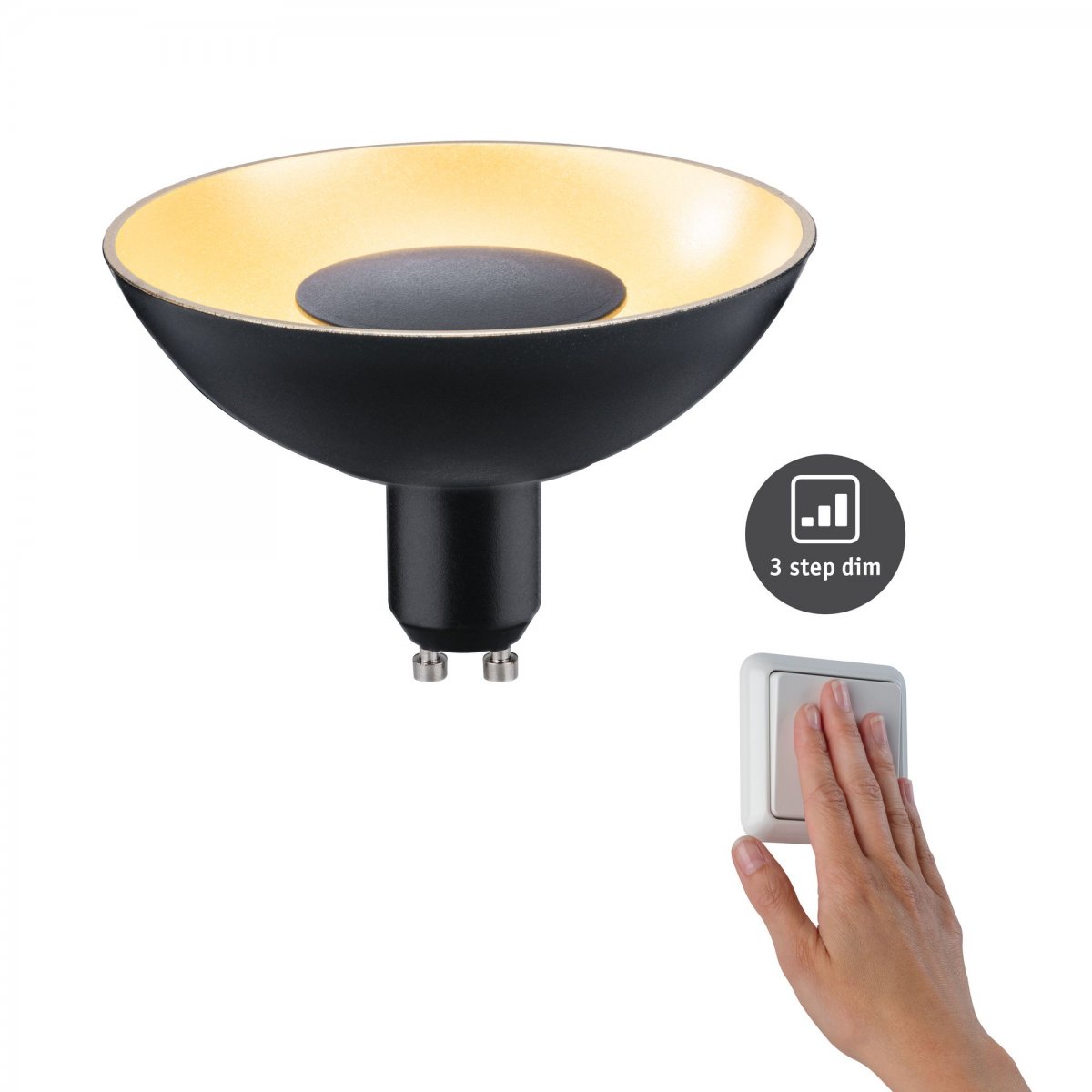 Paulmann No. 28794 LED Reflektor GU10 Schwarz Gold 3-Stufen-dimmbar