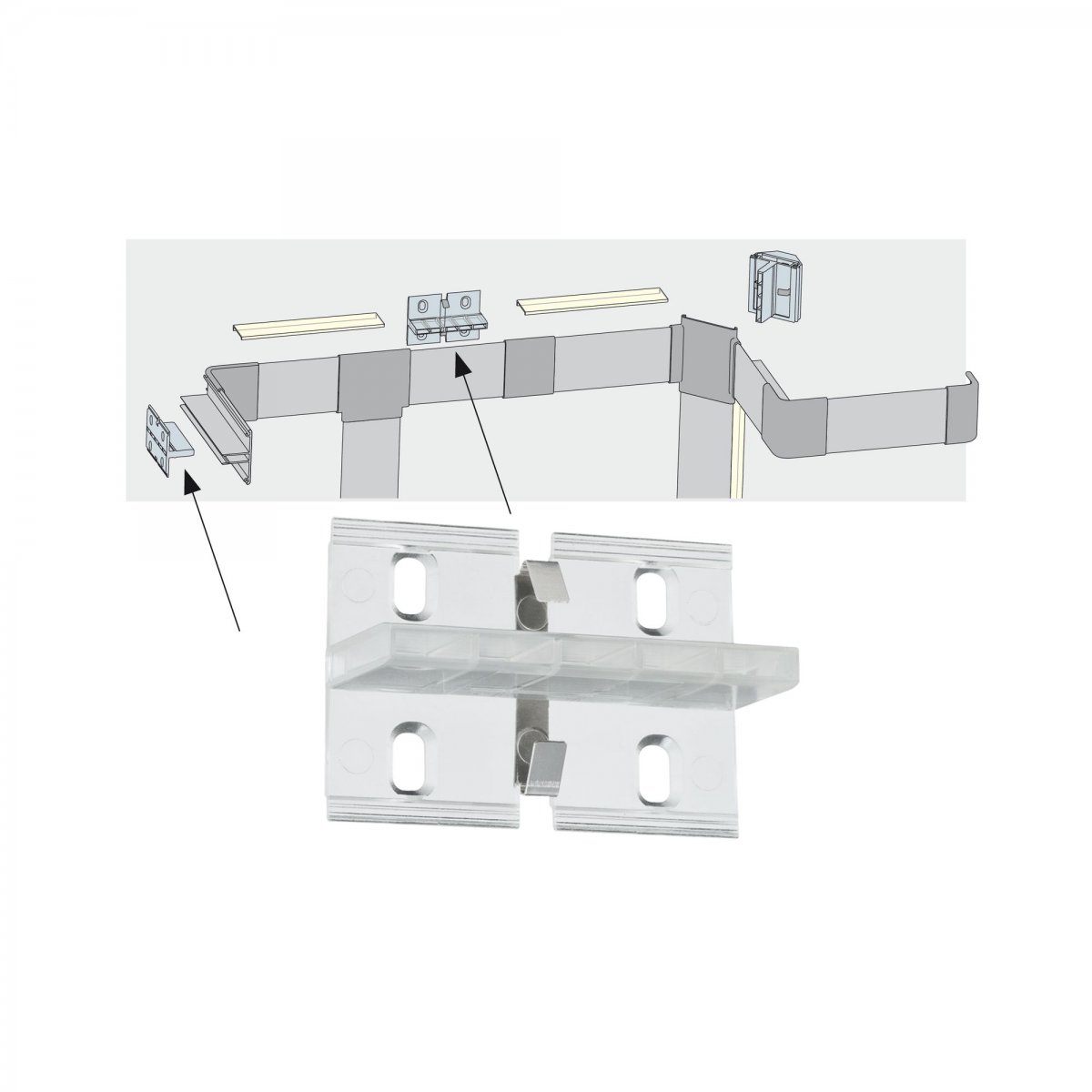 Paulmann No. 70275 Duo Profil Fixture 4er Pack Transparent Metall, Kunststoff