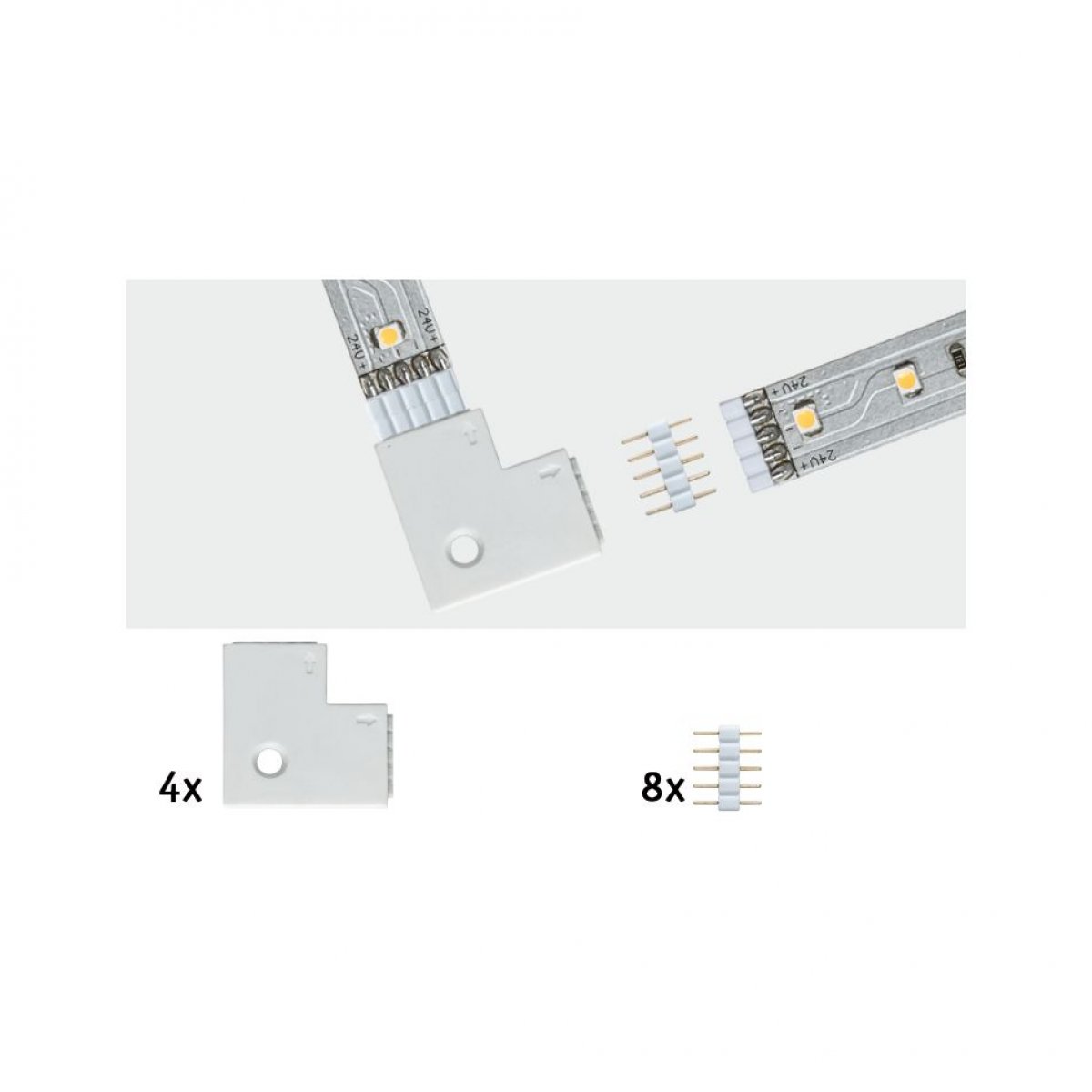 Paulmann No. 70616 MaxLED Eckverbinder 90° Weiß 4er-Pack inkl. 8 