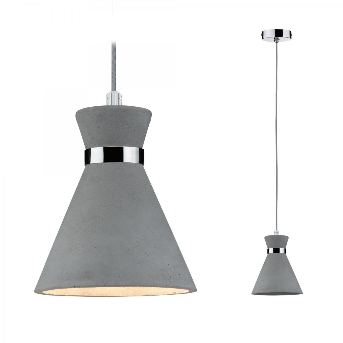 Paulmann No. 70890 Pendelleuchte Verve 1-flammig E27, IP 44, Beton, Chrom