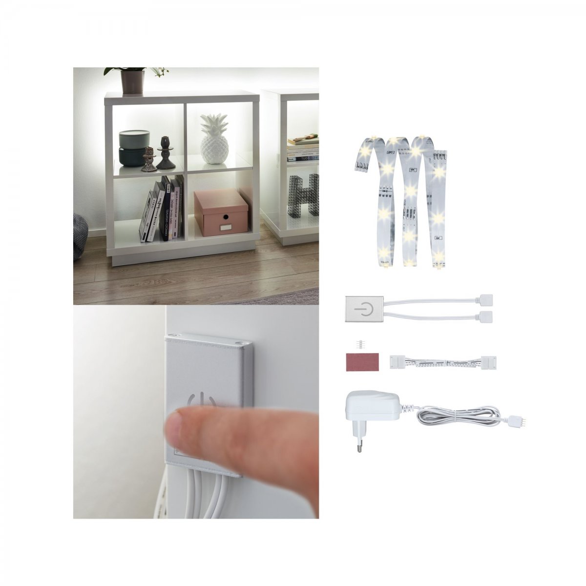 Paulmann No. 70954 YourLED ECO Stripe Basisset 1 m Warmwei� mit Touch Switch