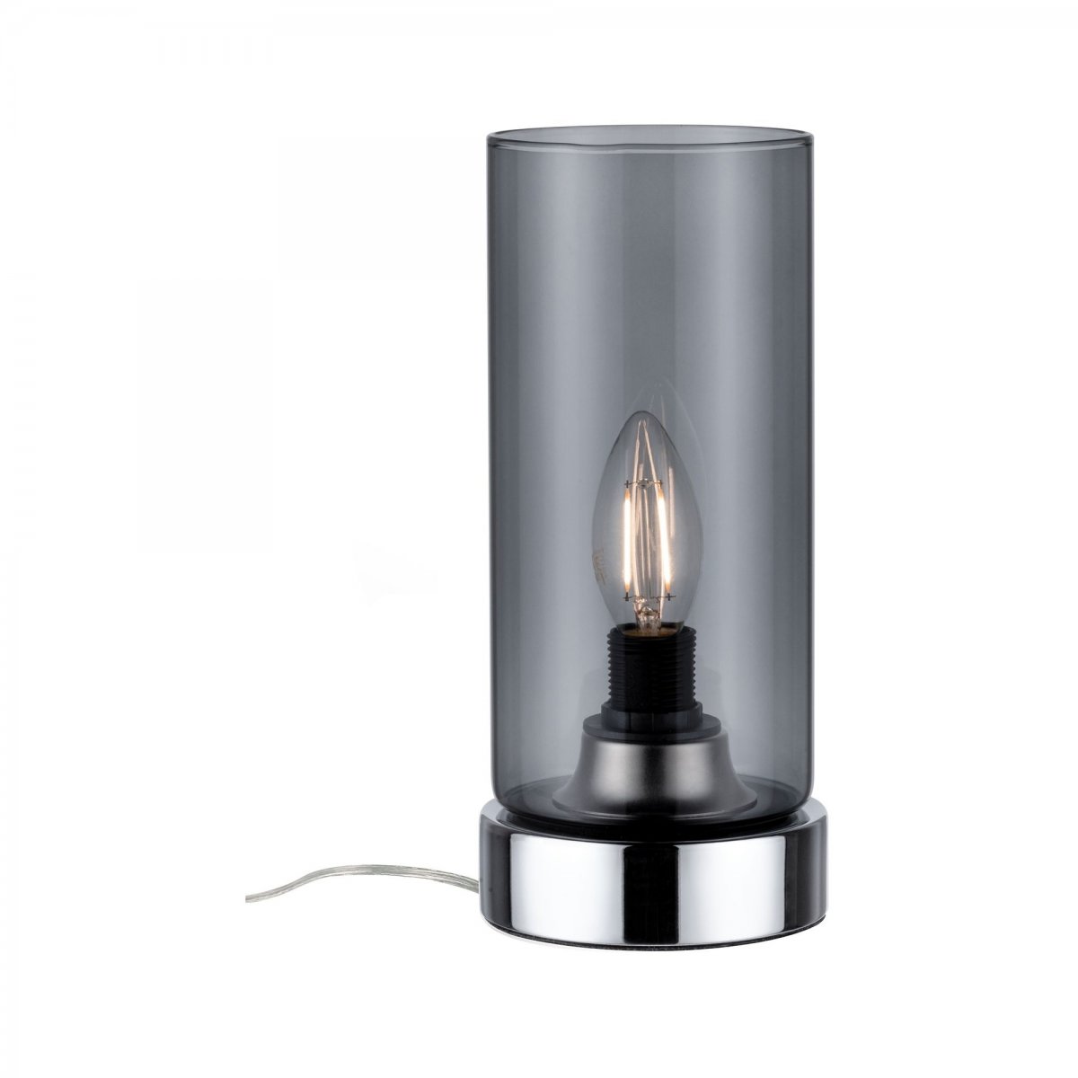 Paulmann No. 77056 Tischleuchte Pinja mit Touchschalter 1-flammig chrom rauchglas