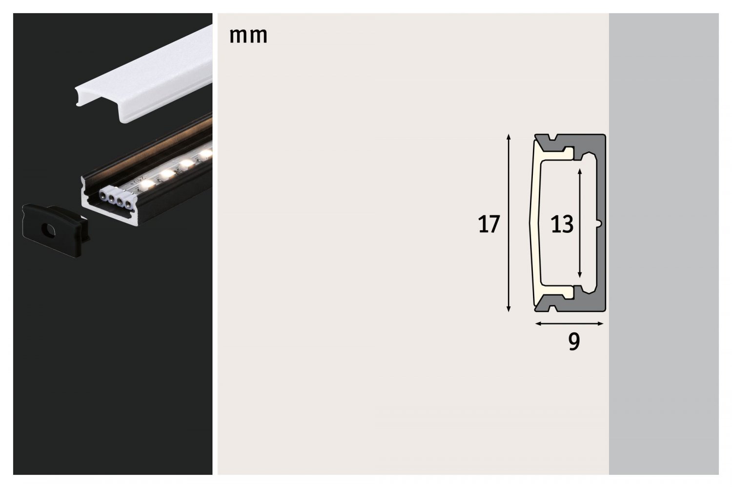 Paulmann No. 78902 Base Profil 1m mit weißem Diffusor eloxiert 