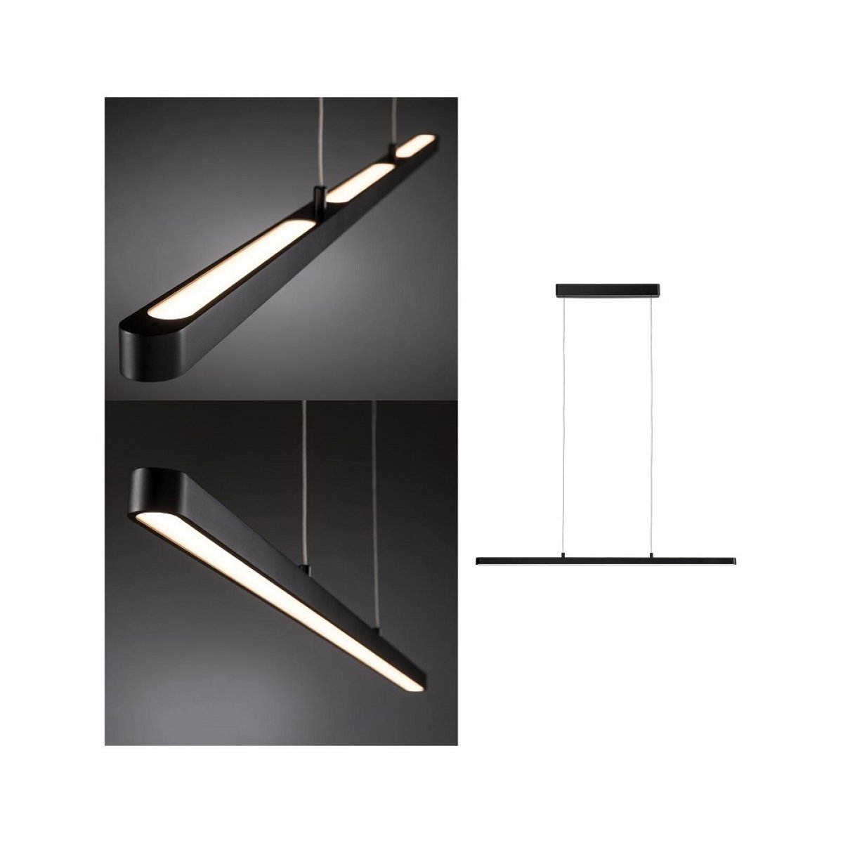 Paulmann No. 79693 LED Pendelleuchte Lento Schwarz dimmbar h�henverstellbar