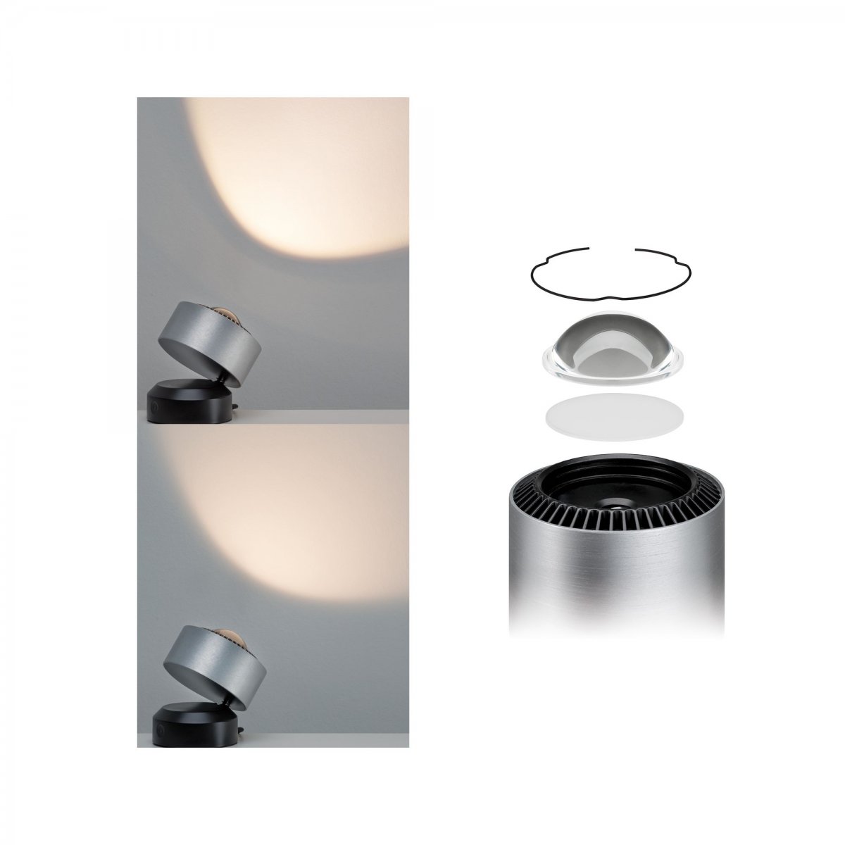Paulmann No. 79718 LED Tischleuchte Aldan 3,5 W dimmbar Schwarz Alu geb�rstet