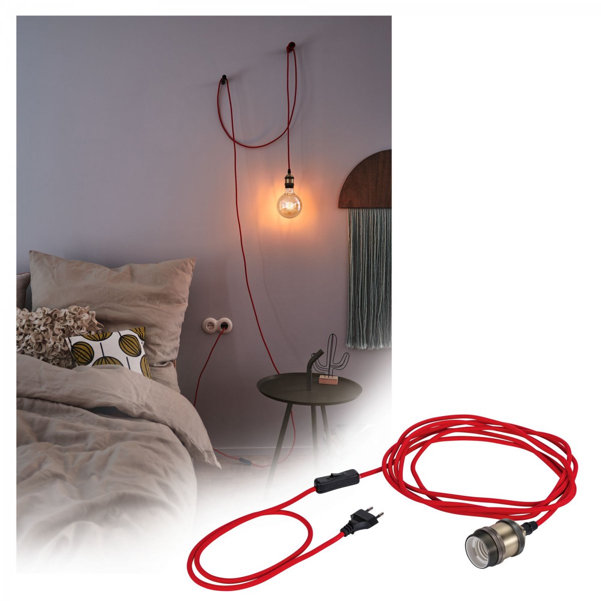 Paulmann No. 79770 Pendelleuchte Neordic Eldar inkl. Eurostecker E27 max.20W Rot Br�niert