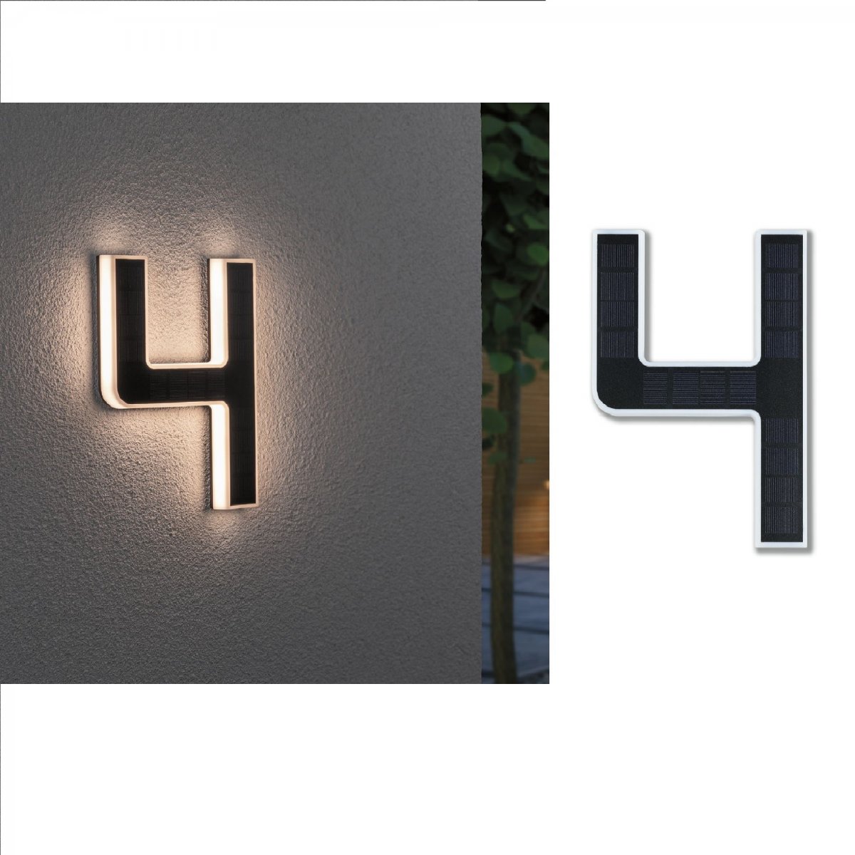 Paulmann No. 79845 Outdoor Solar Hausnummern 4 IP44 3000K Akku wechselbar