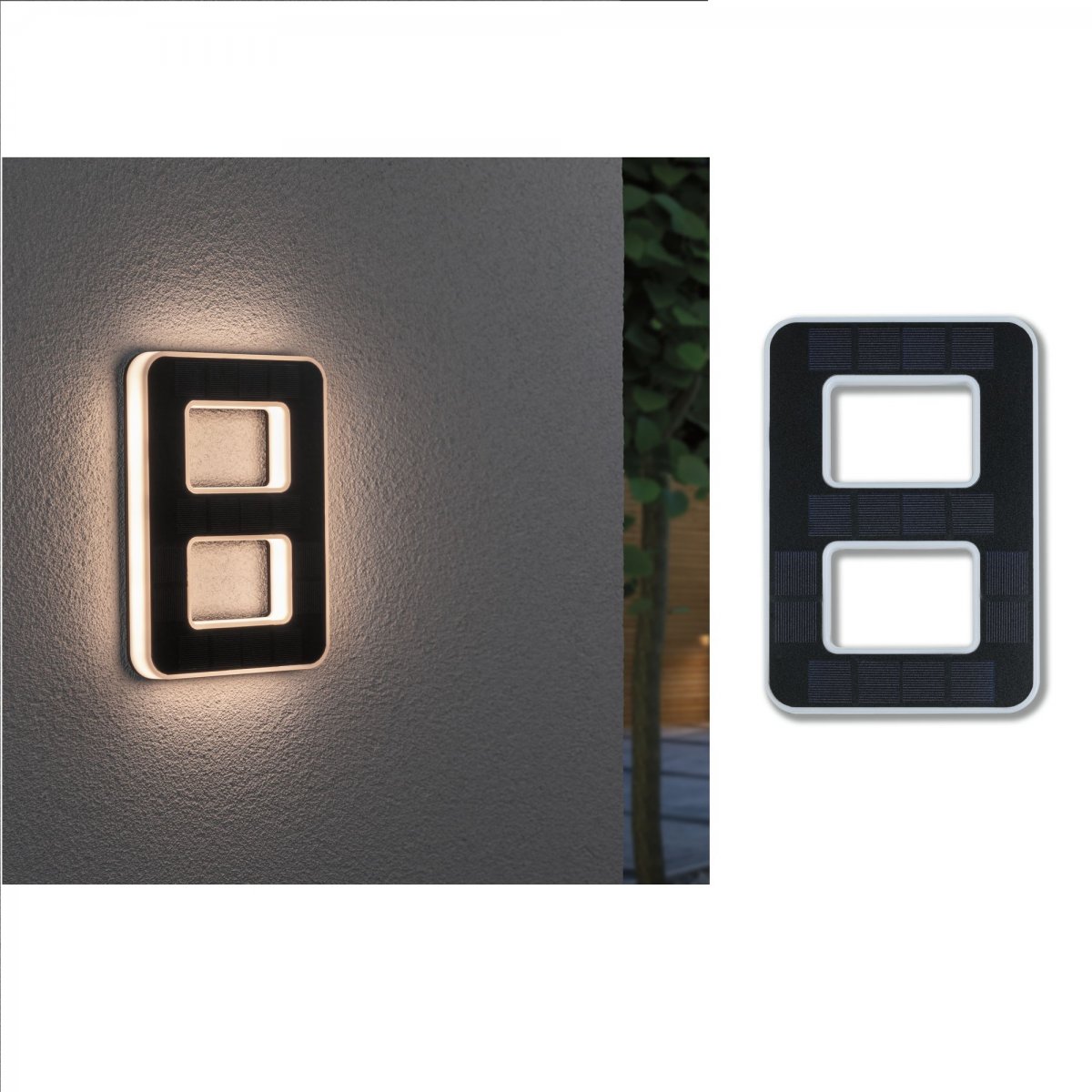 Paulmann No. 79849 Outdoor Solar Hausnummern 8 IP44 3000K Akku wechselbar