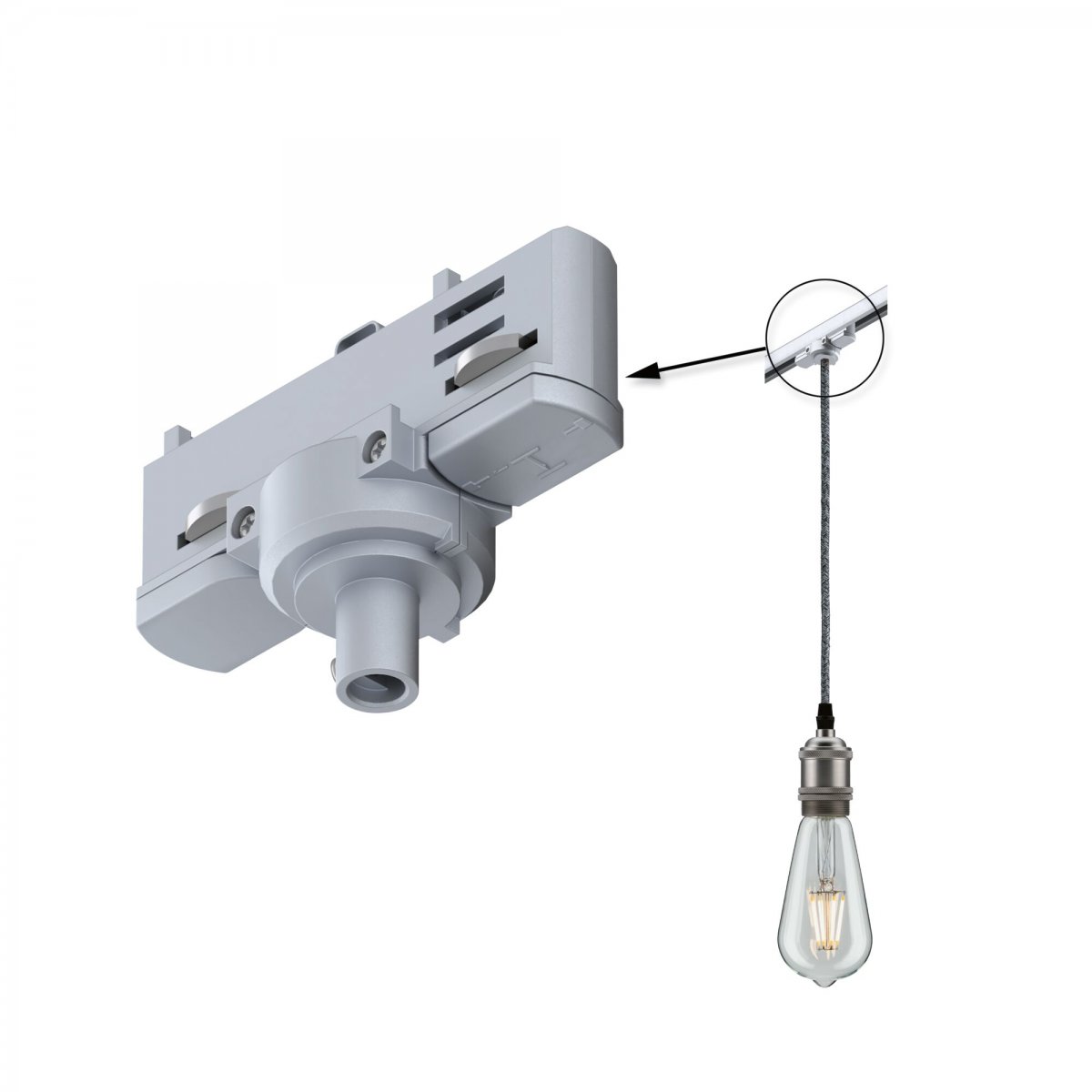 Paulmann No. 91385 ProRail3 3-Phasen Schienensystem Pendeladapter Universal Silber 