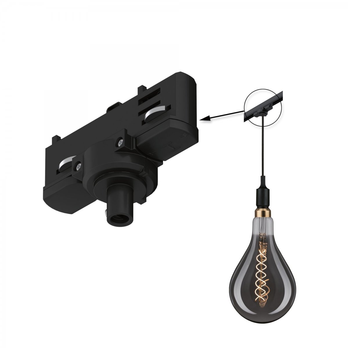 Paulmann No. 91387 ProRail3 3-Phasen Schienensystem Pendeladapter Universal Schwarz