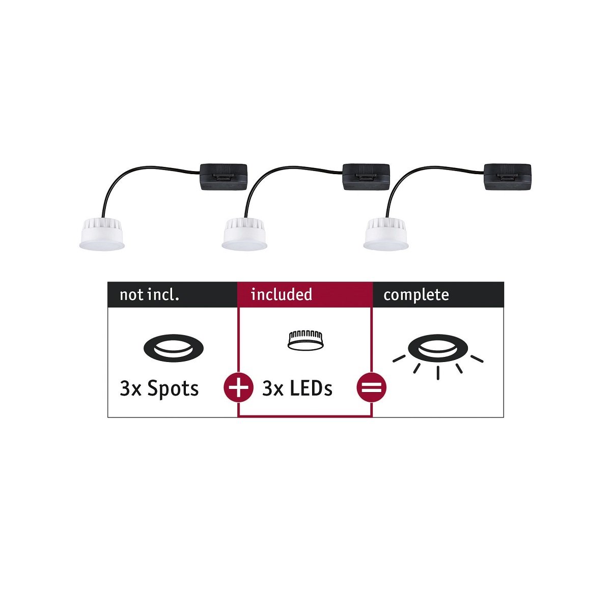 Paulmann No. 92472 LED Modul Einbauleuchte Choose Coin 3er-Set 2700K Satin
