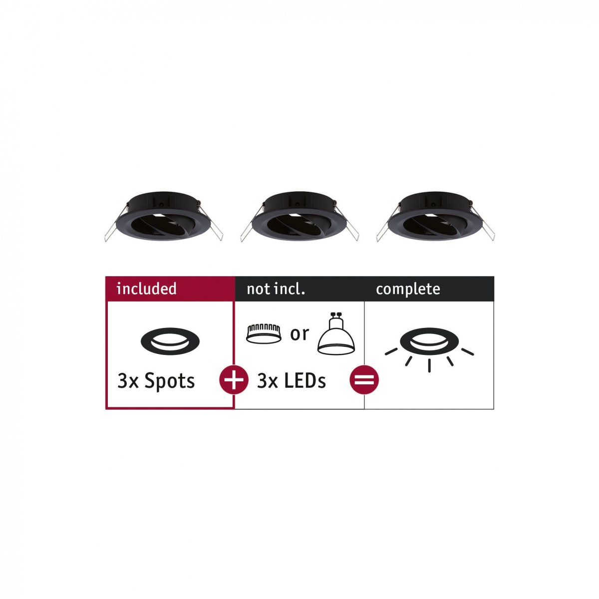 Paulmann No. 92487 Einbauleuchte CHOOSE Spot schwenkbar max. 10W Schwarz 230V