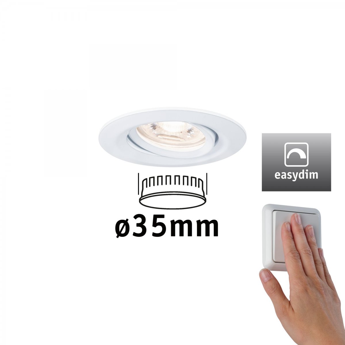 Paulmann No. 92970 Einbauleuchte Nova mini Plus EasyDim schwenkbar 4,2W 2.700K Wei� matt