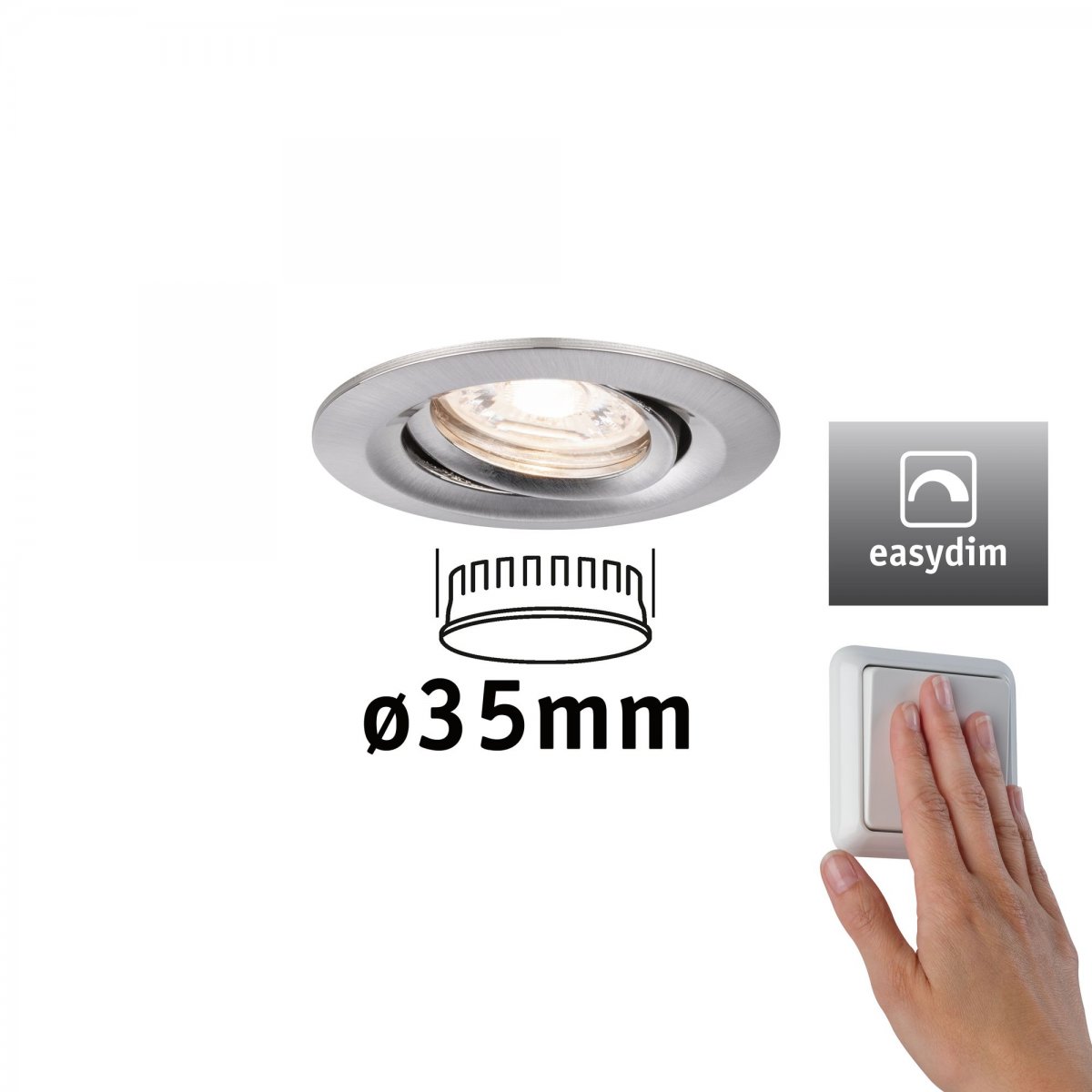 Paulmann No. 92972 Einbauleuchte Nova mini Plus EasyDim schwenkbar 4,2W 2.700K Eisen geb�rstet
