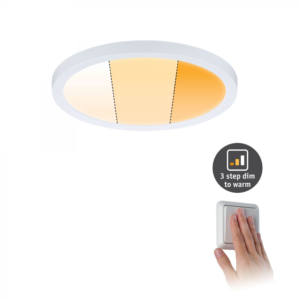 Paulmann No. 92989 LED Einbaupanel Areo VariFit IP44 rund WarmDim-Stepschaltung