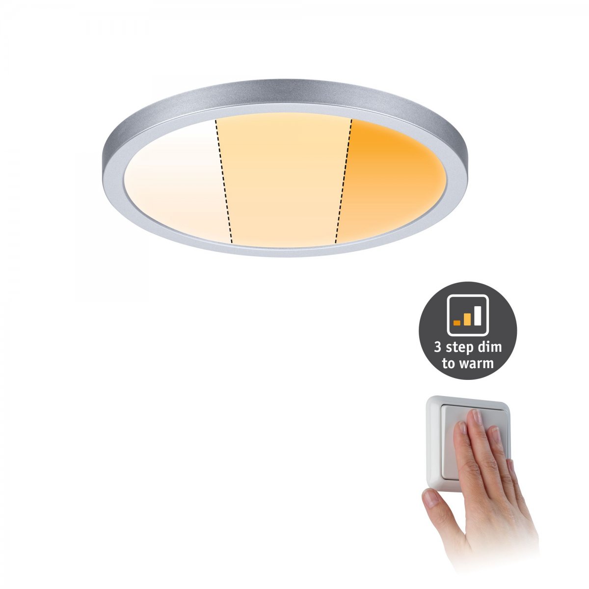 Paulmann No. 92991 LED Einbaupanel Areo VariFit IP44 rund 175mm Chrom matt WarmDim-Stepschaltung