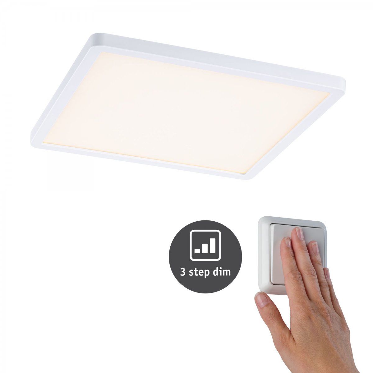 Paulmann No. 93054 LED Einbaupanel Areo VariFit eckig IP44 3-Stufen-dimmbar 230mm 3000K