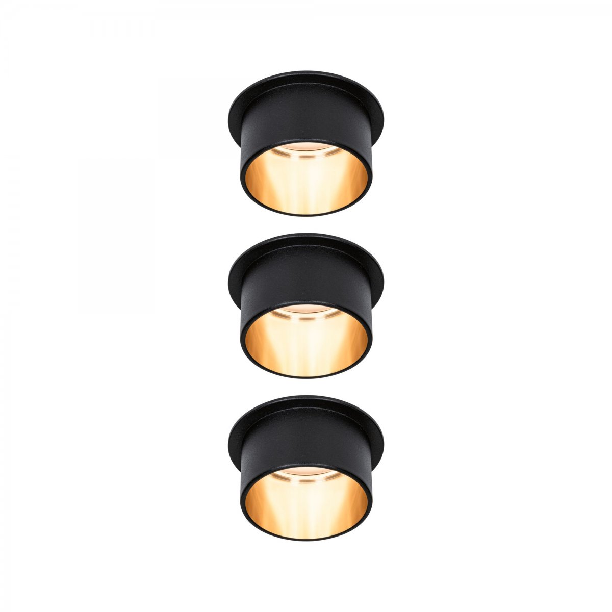 Paulmann No. 93379 LED Einbauleuchten Set Gil 6W IP44 2700K Schwarz Gold 3-Stufen dimmbar