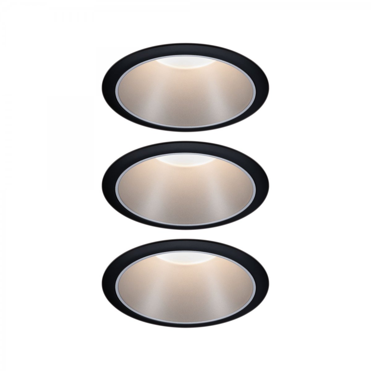 Paulmann No. 93408 Einbauleuchten Set --> Lampen LED Schwarz online & 2700K 3-Step dimmbar Cole Leuchten Silber 3x6,5W