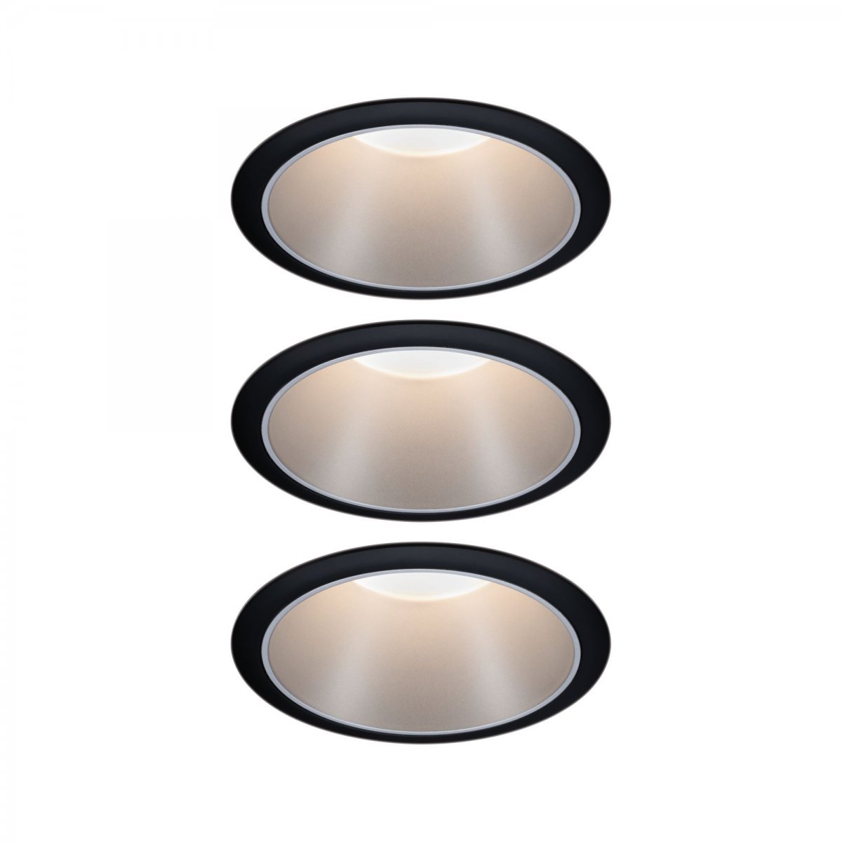 Paulmann No. 93408 Einbauleuchten Set LED Cole Silber Schwarz 3-Step dimmbar 2700K