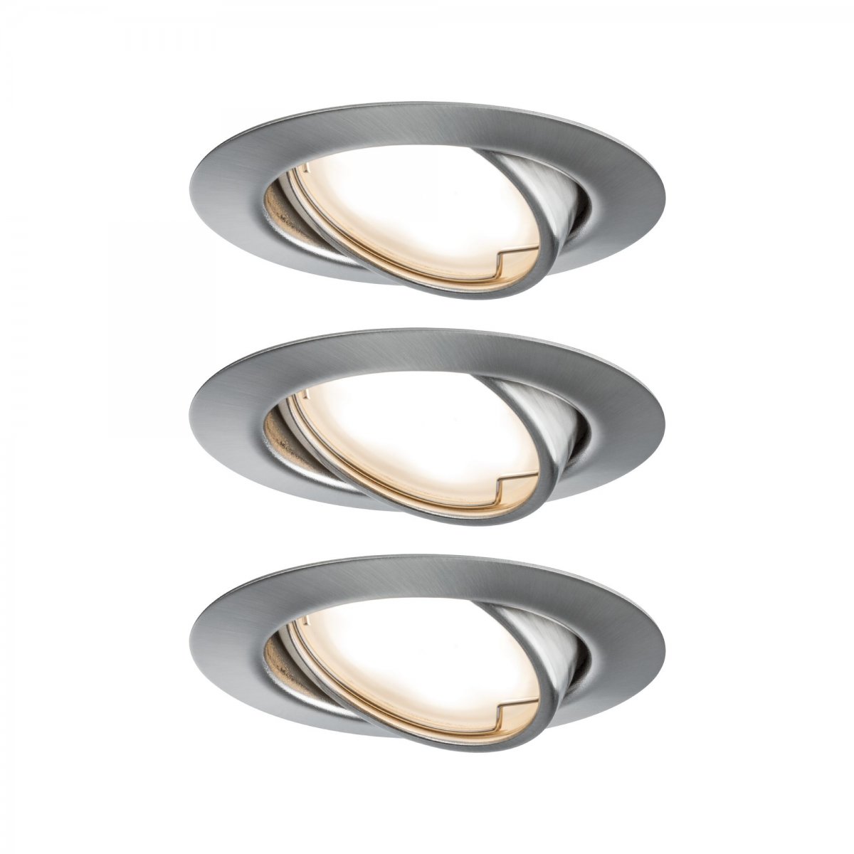 Paulmann No. 93421 LED Einbauleuchten Set Base Coin schwenkbar, 3 x 5W Eisen geb�rstet