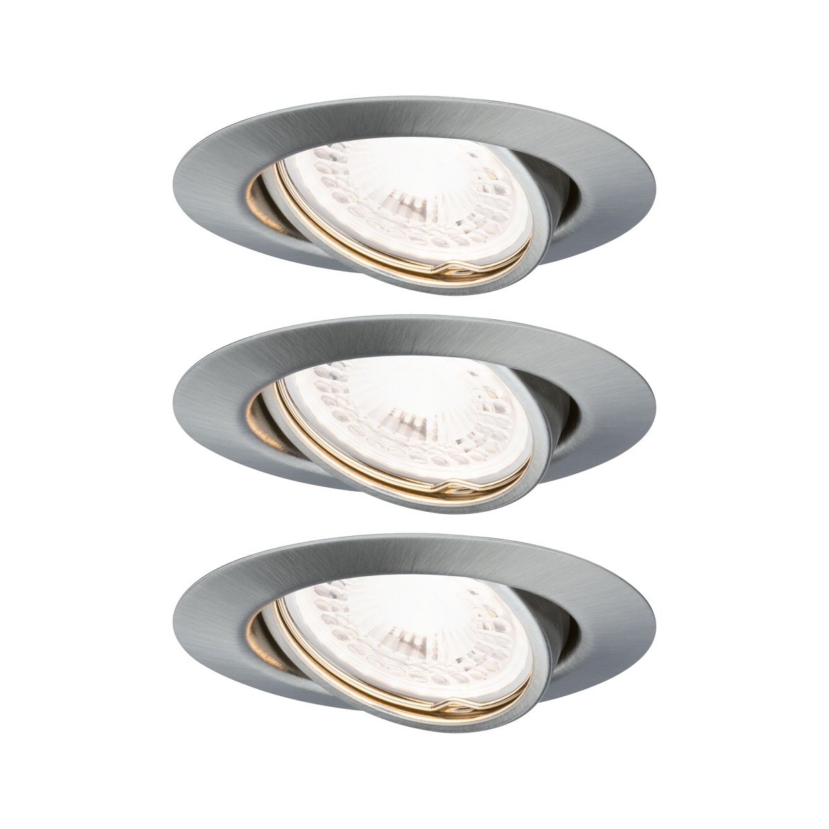 Paulmann No. 93424 LED Einbauleuchten Set Base schwenkbar, 3 x 5W GU10 Eisen geb�rstet