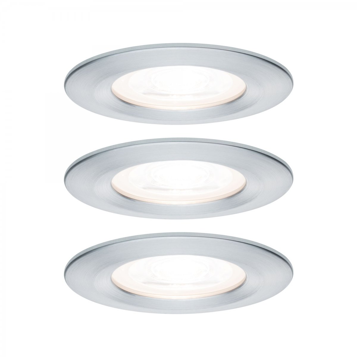 Paulmann No. 93444 LED Einbauleuchte Nova rund 6,5W GU10 Alu 3er-Set starr IP44