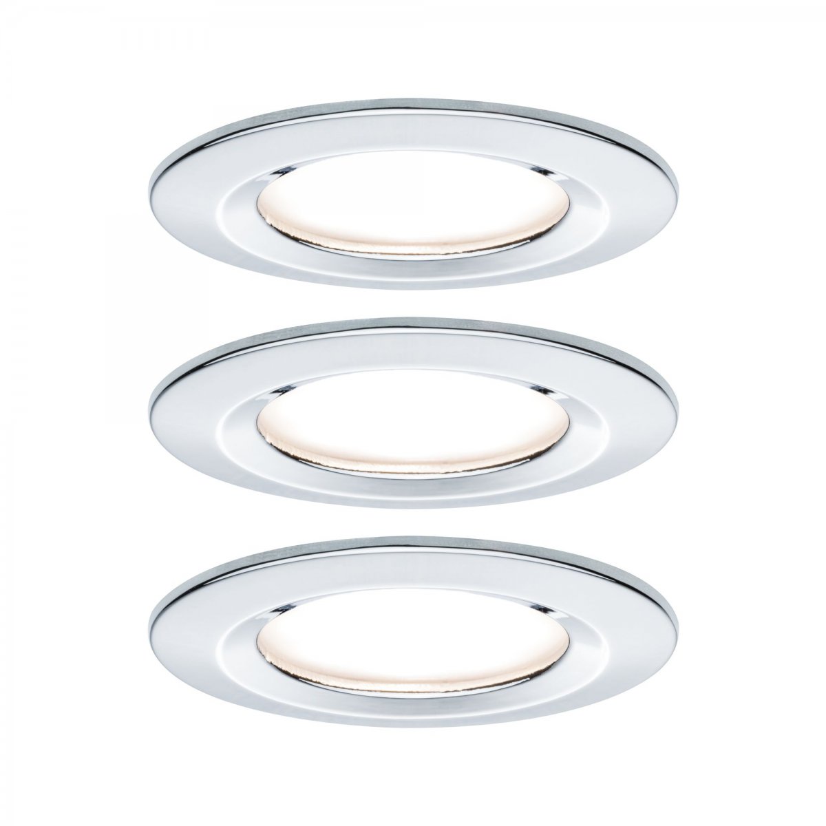 Paulmann No. 93445 LED Einbauleuchte Nova rund 6,5W GU10 Chrom 3er-Set starr IP44