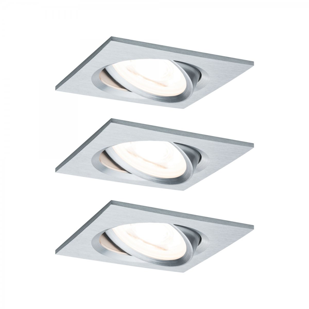 Paulmann No. 93474 LED Einbauleuchte Nova eckig 6,5W GU10 Alu 3er-Set dimmbar