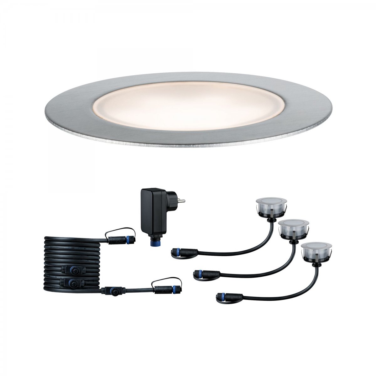 Paulmann No. 93692 Plug&Shine Bodeneinbauleuchte Floor Eco IP65 Warmwei� 3x1W Silber