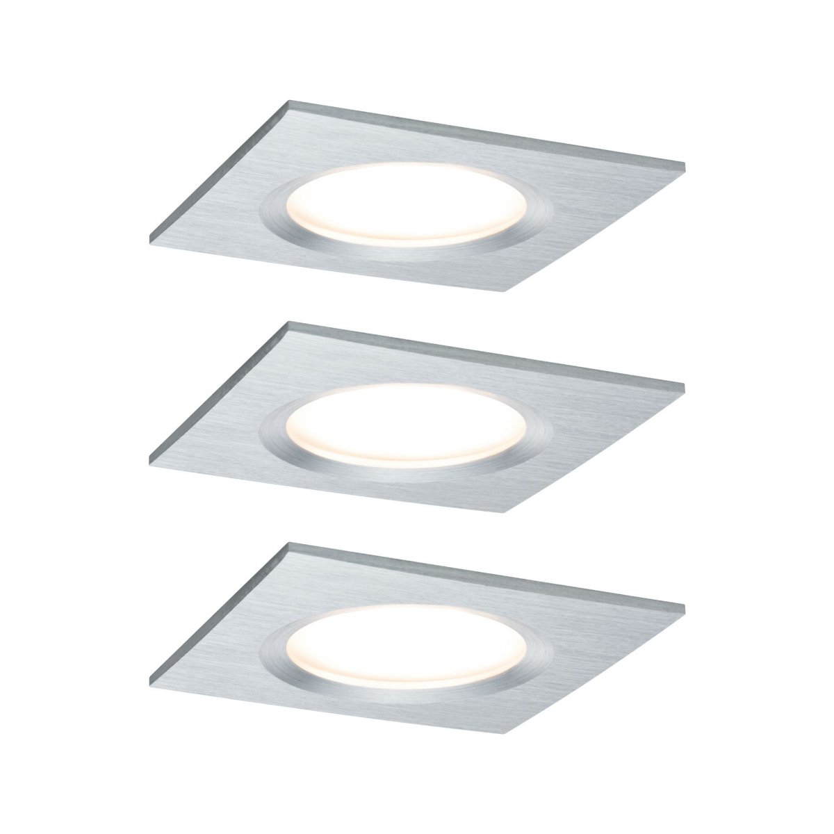 Paulmann No. 93895 Einbauleuchte LED Coin Slim IP44 eckig 6,8W Alu 3er-Set dimmbar