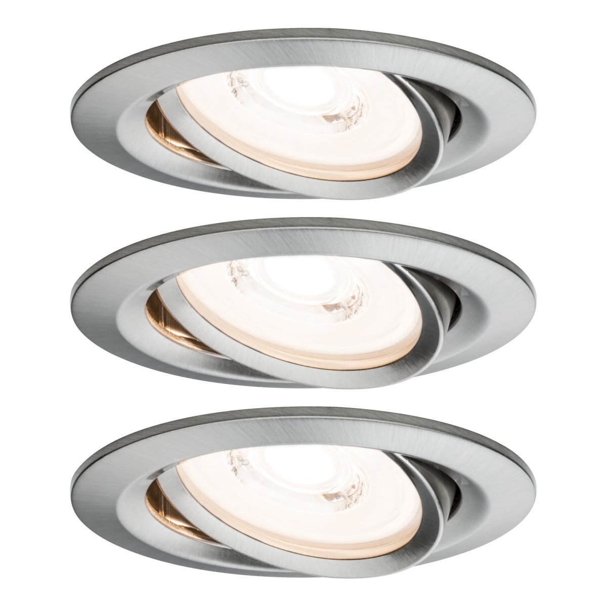 Coin No. 3er Leuchten Paulmann Reflector Einbauleuchten-Set --> Lampen & Set LED gebürstet, 93944 6,8W, Eisen dimmbar