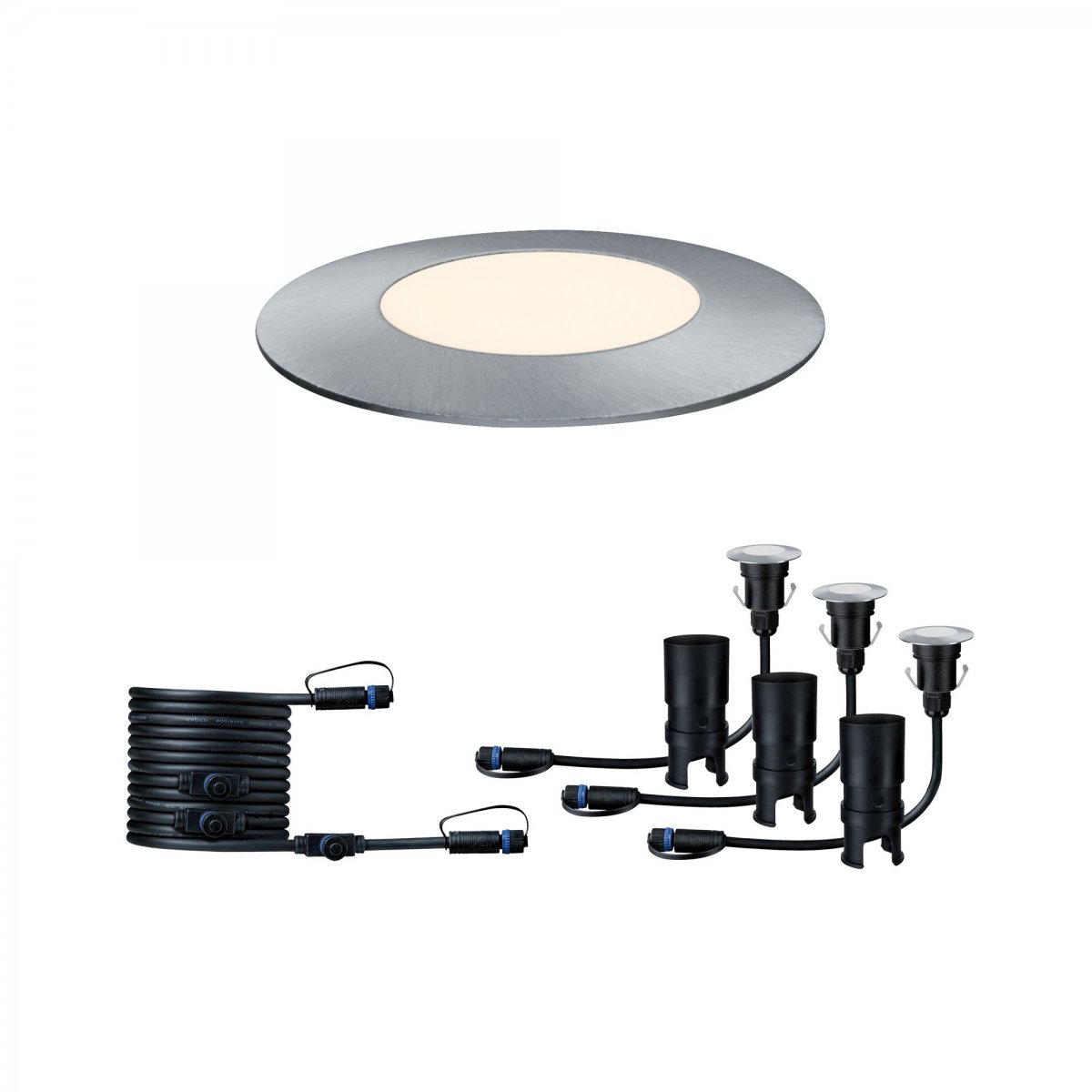 Paulmann No. 93949 Plug&Shine Bodeneinbauleuchte Floor Mini IP65 Warmwei� 2,5W Silber
