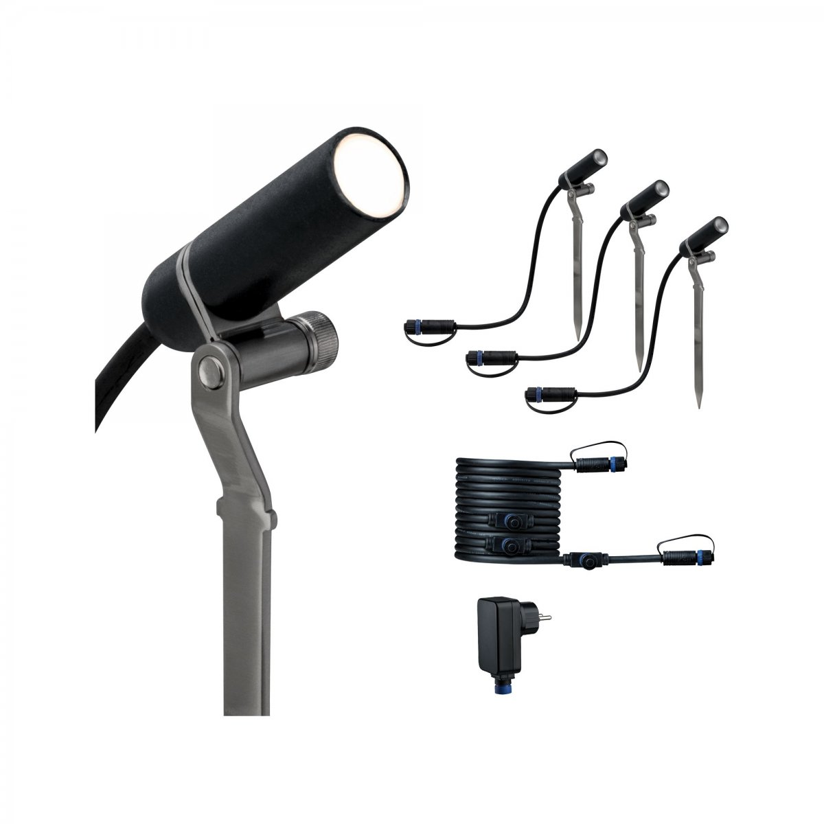 Paulmann No. 94154 Plug&Shine Basisset Erdspie� Platini IP65 Anthrazit