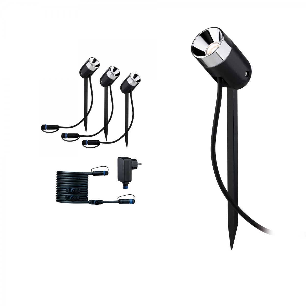 Paulmann No. 94242 Plug&Shine Basisset Pike IP65 3x3,5W 3000K Anthrazit dimmbar