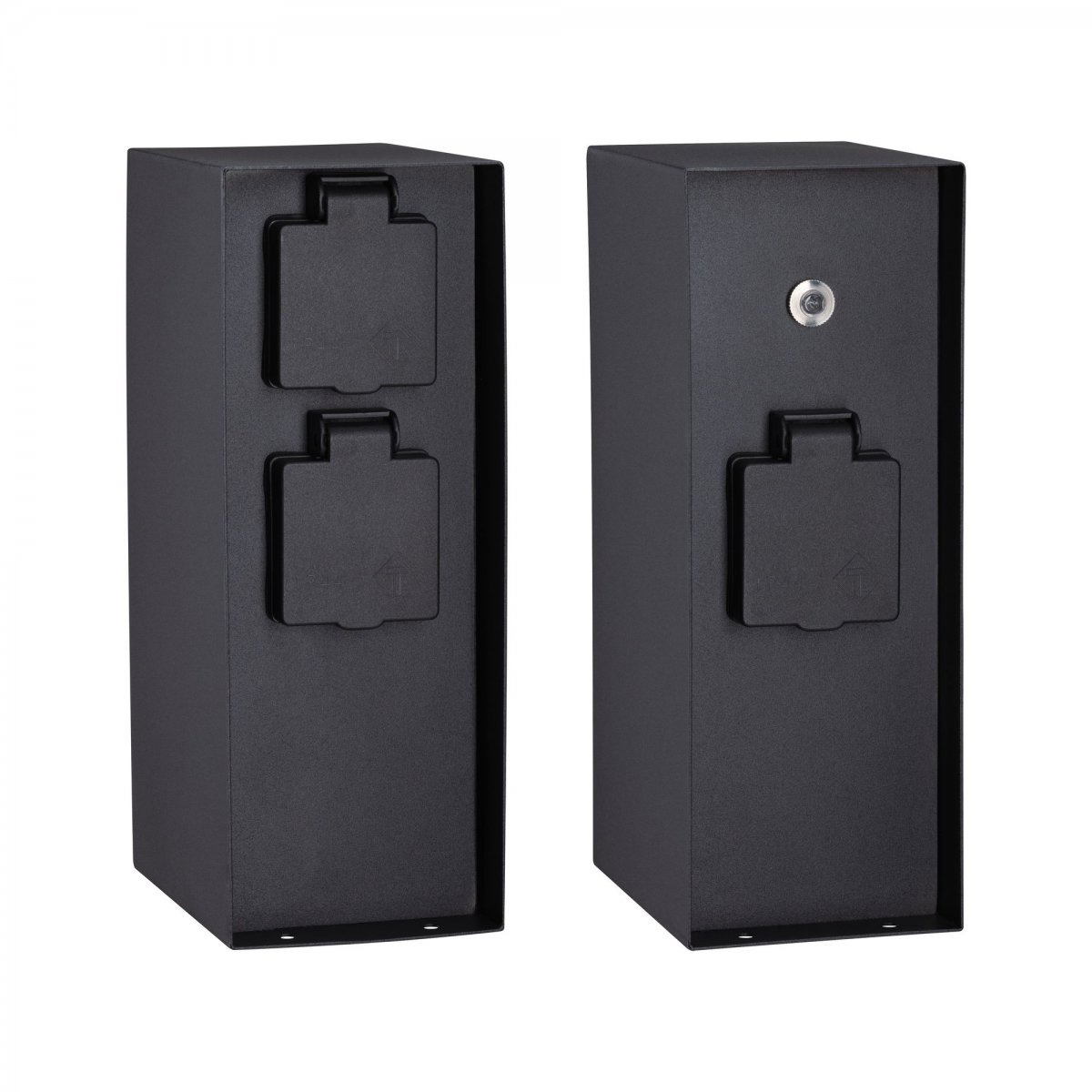 Paulmann No. 94315 Outdoor Steckdosens�ule Rio eckig 3 fach Anthrazit IP44 D�mmerungsschalter