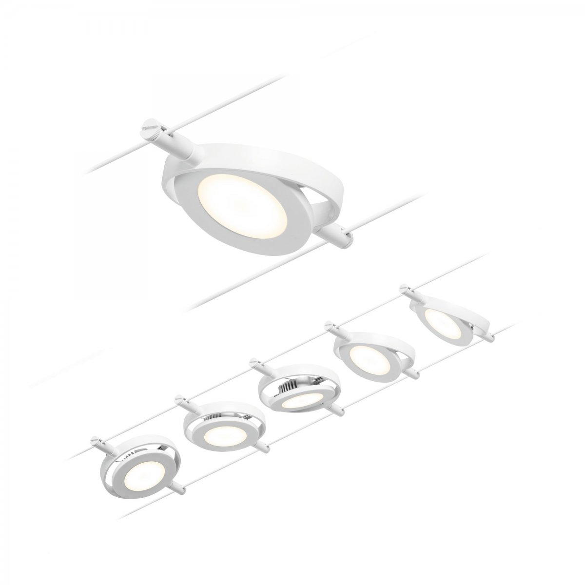 Paulmann No. 94416 Seilsystem RoundMac LED 5 Spots Wei� Chrom 3000K DC 60VA