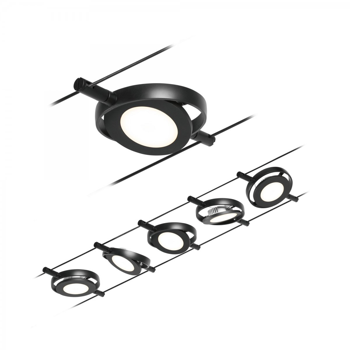 Paulmann No. 94418 Seilsystem RoundMac LED 5 Spots Schwarz matt 3000K DC 60VA
