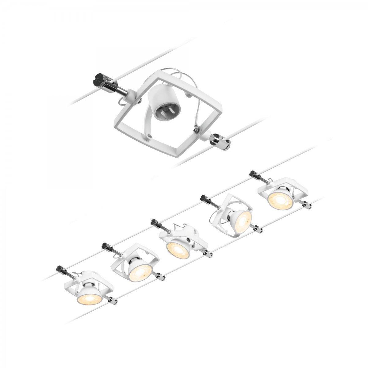 Paulmann No. 94432 Seilsystem Mac II 5 Spots Wei� matt ohne Leuchtmittel DC 60VA