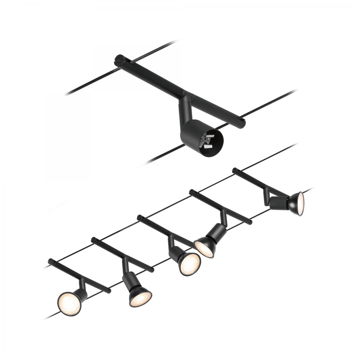 Paulmann No. 94446 Seilsystem Salt 5 Spots Schwarz ohne Leuchtmittel DC  60VA --> Leuchten & Lampen online kaufen im